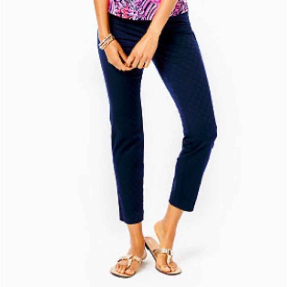 Lilly Pulitzer Kelly Textured Ankle Length Skinny Pants Size 14